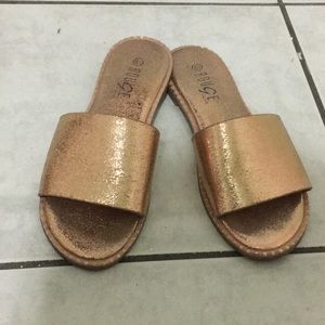 Rose Gold Slide-On Sandals